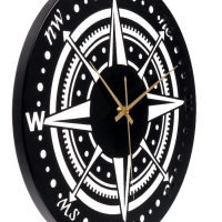 Часы настенные интерьерные &laquo;Компас&raquo;, плавный ход, d-40 см, черные