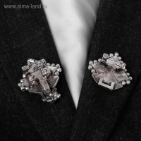 Зажим для кардигана &laquo;Ромбы&raquo;, цвет серый в чернёном серебре