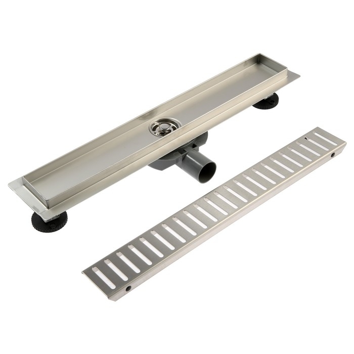 Трап ZEIN engr, c флaнцeм свободного вращ 360&deg;, 7*50 см, d=40/50 мм, нерж сталь, сатин