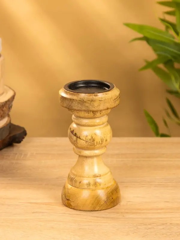 Подсвечник "Стич" 8х8х15,5 см, дерево шишам