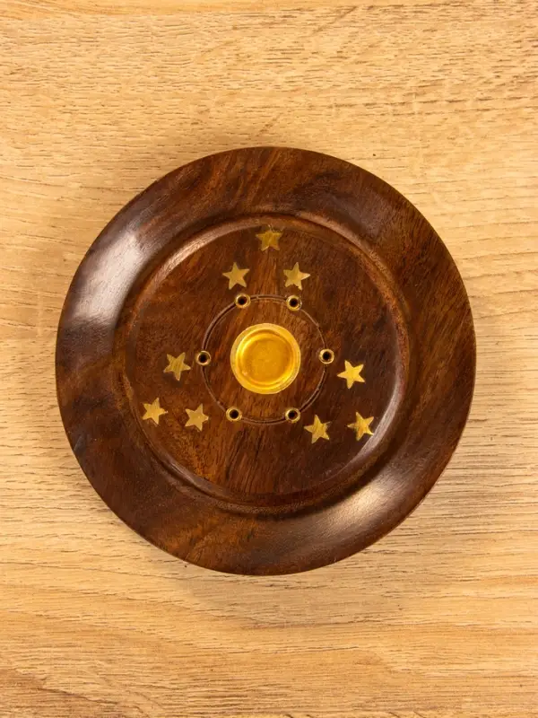 Подставка под благовония круглая "Звёзды" 12,5х12,5х2 см, дерево шишам