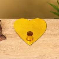 Подсвечник на 1 свечу "Love is..." в форме сердца золотой 12,5х12,5х3 см
