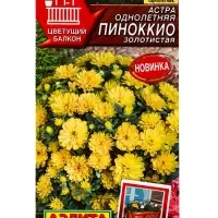 Семена цветов Астра Пиноккио золотистая  Цветущий балкон, Ц/П,0,05 г