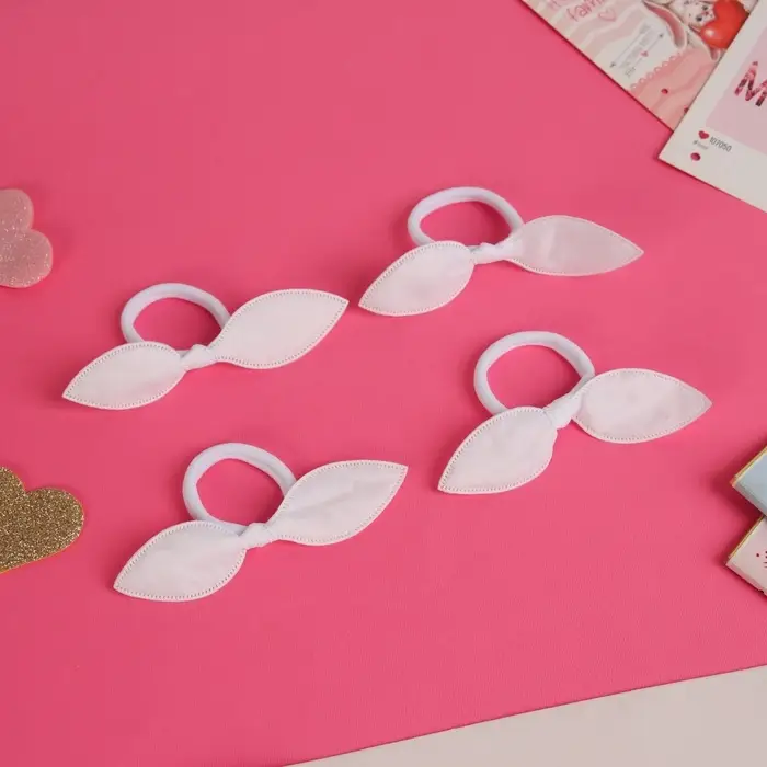 Резинка для волос "Весёлые ушки" (набор 4 шт) 4 см, белый