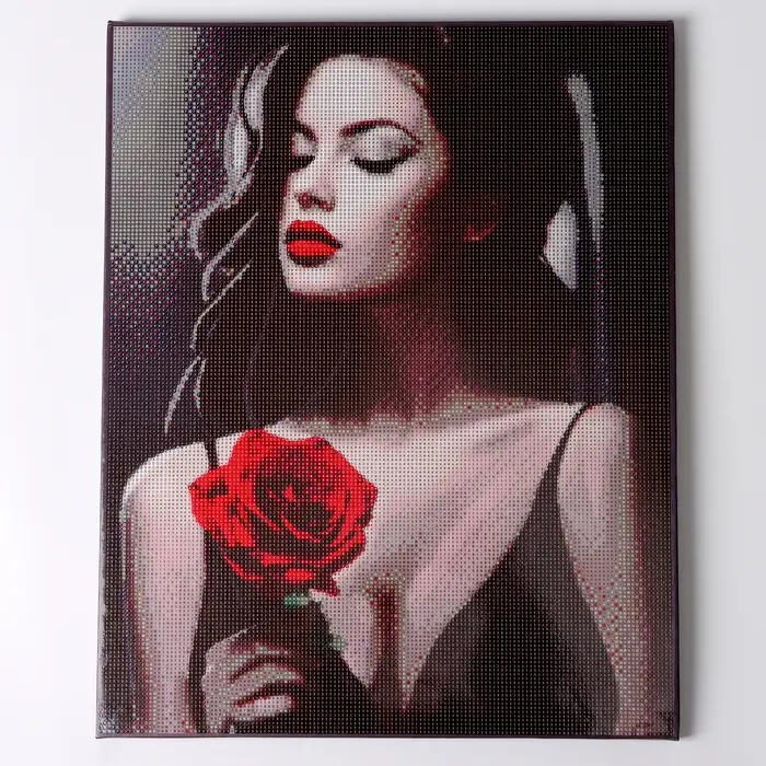 Алмазная вышивка полное заполнение "Красная роза", на раме, 40*50 см