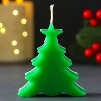 Свеча новогодняя "Ёлочка с огоньками" 60х70 мм, зелёный