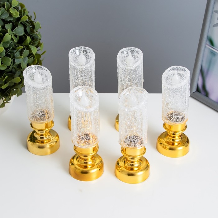 Ночник "Ледянная свеча" LED 1Вт от батареек 3хLR44 золото 4,5х4,5х12 см RISALUX