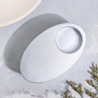 Подсвечник "Узкий овал. Мрамор" из гипса,11,5х7х4см,серебро