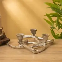 Подсвечник на 3 свечи "Рога" алюминий 23,5х23х6,5 см