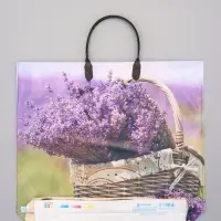 Пакет "Цветы ассорти", полиэтиленовый с пластиковой ручкой, 38 х 34 + 3 см, 90 мкм