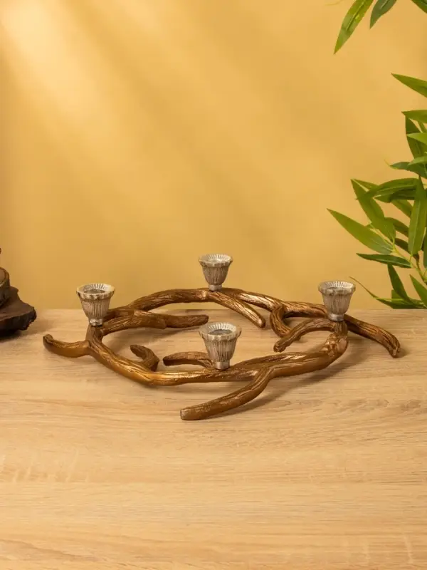 Подсвечник на 4 свечи &laquo;Медные рога&raquo;, 27&times;27&times;6 см, алюминий