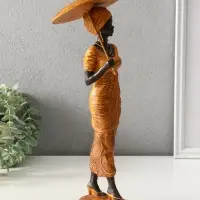 Сувенир полистоун "Африканка в горчичном наряде с зонтом" 11,5х11,5х36,5 см