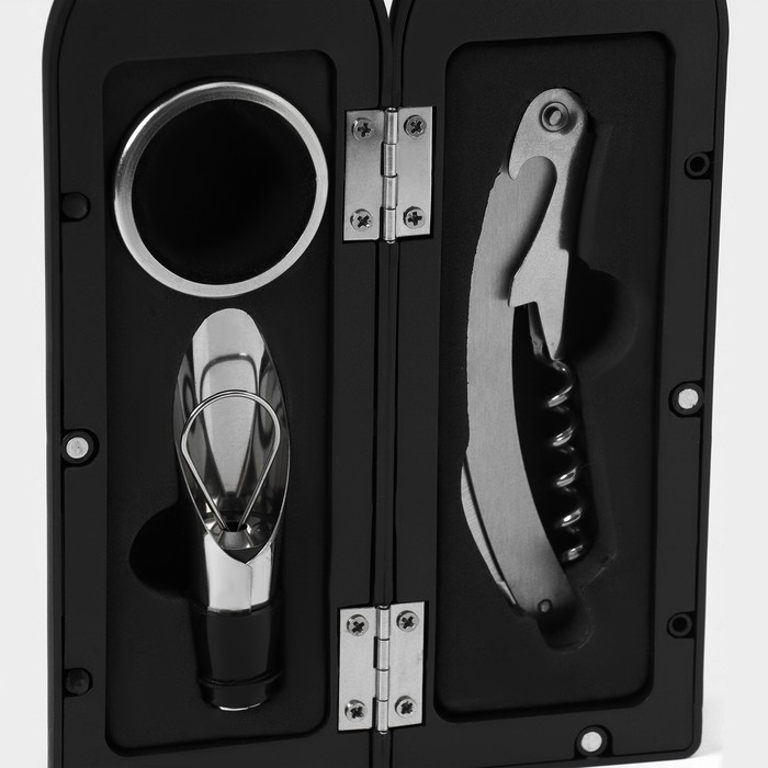 Набор для вина Доляна &laquo;Бутылка&raquo;, 3 предмета: штопор, воронка, кольцо