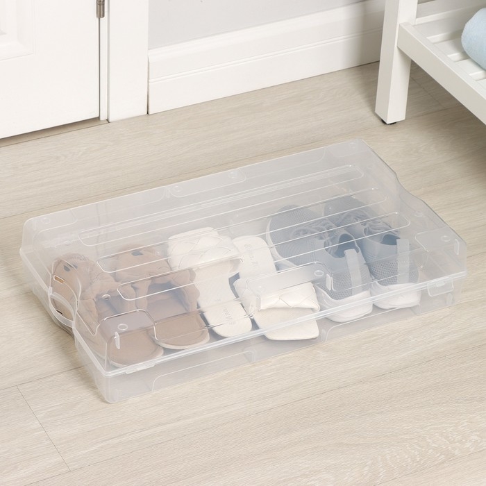 Короб для хранения обуви &laquo;Реноме&raquo;, 61&times;34&times;13 см, цвет прозрачный