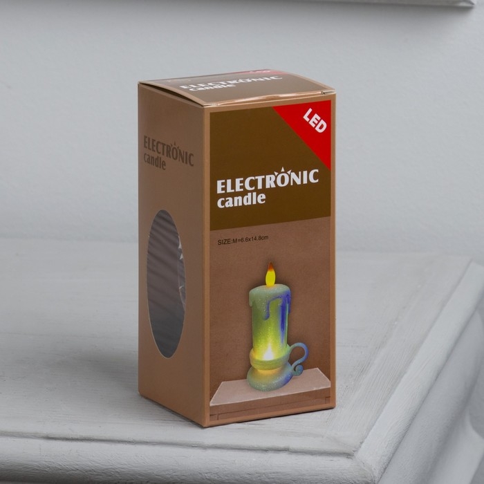 Светодиодная фигура &laquo;Свеча золотая&raquo; 6 &times; 15 &times; 6 см, пластик, батарейки AG13х3 (нет в комплекте), свечение тёплое белое