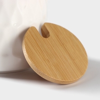 Набор банок фарфоровых для сыпучих продуктов с ложками на бамбуковой подставке BellaTenero &laquo;Герда&raquo;, 2 предмета: 300 мл, цвет белый