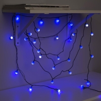 Гирлянда &laquo;Нить&raquo; 5 м с насадками &laquo;Шарики синие&raquo;, IP20, тёмная нить, 30 LED, свечение синее, 8 режимов, 220 В