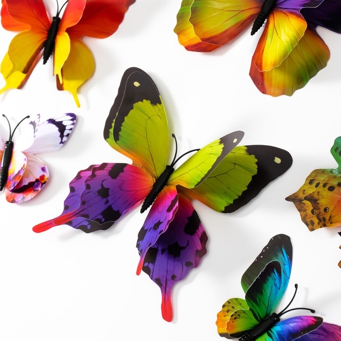 Магнит пластик "Летние бабочки" набор 12 шт МИКС h=4,4,5,5,6,8,9,5,13,5,14,5 см