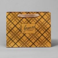 Пакет подарочный крафтовый горизонтальный, упаковка, &laquo;Лучшему во всём&raquo;, MS 23 х 18 х 8 см