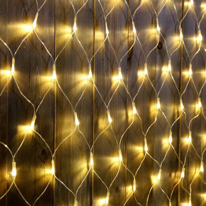Гирлянда &laquo;Сеть&raquo; 2 &times; 3 м, IP44, УМС, прозрачная нить, 384 LED, свечение тёплое белое, 220 В