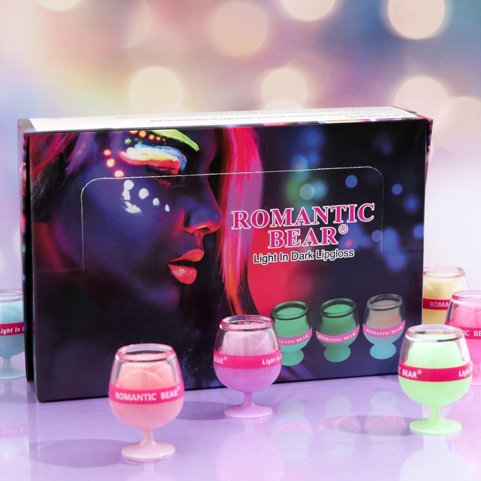 Бальзам для губ &laquo;Бокал&raquo;, микс цветов и ароматов, светящийся в темноте