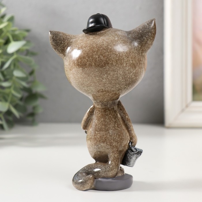 Сувенир полистоун лак "Котик-маляр" 8,2х6х13 см