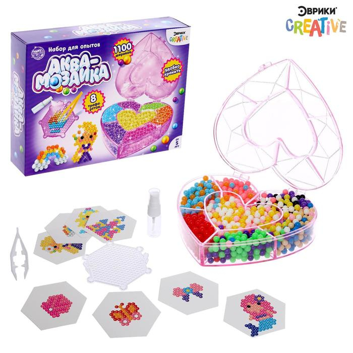 Аквамозаика &laquo;Сердце&raquo;, 8 карточек, 1100 шариков