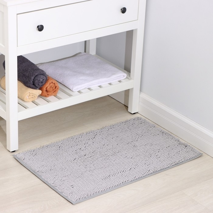 Коврик для дома Доляна &laquo;Букли длинные&raquo;, 50&times;80 см, длина букли 2 см, цвет светло-серый