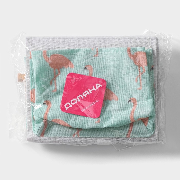 Органайзер подвесной с карманами Доляна &laquo;Фламинго&raquo;, 3 отделения, 20&times;60 см, цвет голубой