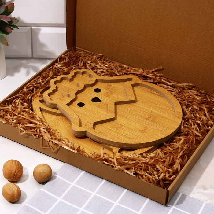 Менажница, набор 2 шт., дерево &laquo;Посуда: пасхальные животные&raquo;, заяц 30х24 см., цыпленок 30х24 см.