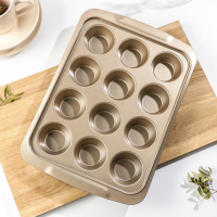 Форма для выпечки Доляна &laquo;Жаклин. Круг&raquo;, 40&times;28&times;4 см, 12 ячеек, антипригарное покрытие, цвет золотой