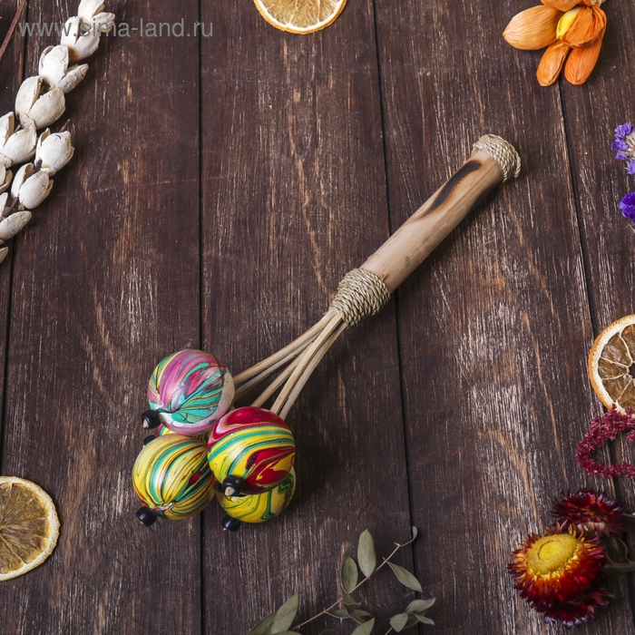 Сувенирный музыкальный инструмент "Маракас составной" 9x9x25 см  МИКС