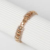 Браслет со стразами &laquo;Сияй&raquo; нить кругами, цвет белый в золоте, 18 см