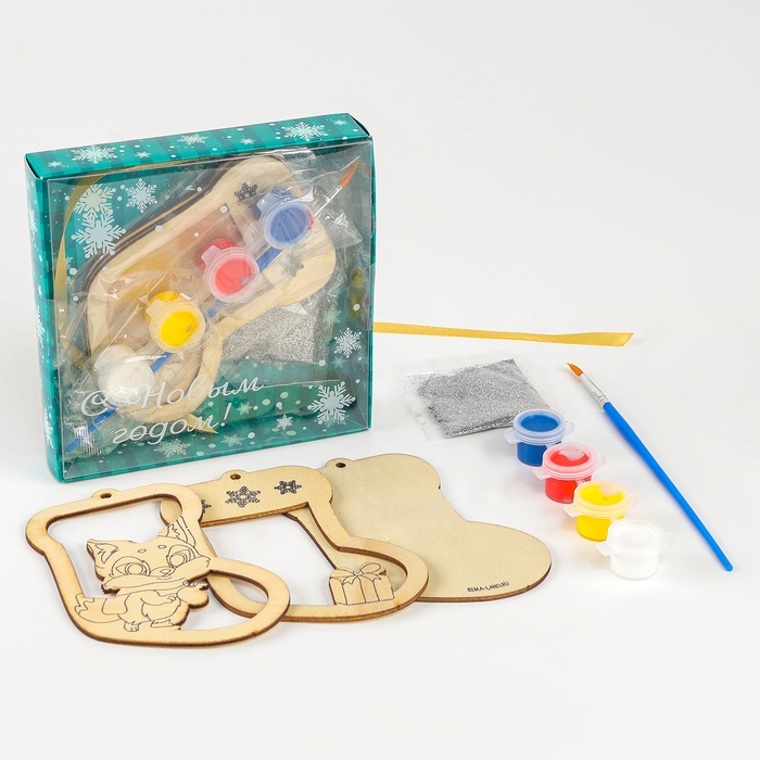 Ёлочная подвеска из дерева своими руками на новый год &laquo;Носок&raquo;, новогодний набор для творчества