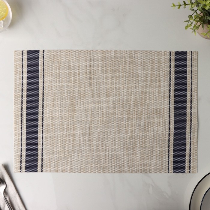 Салфетка сервировочная на стол &laquo;Две полосы&raquo;, 45&times;30 см, цвет синий