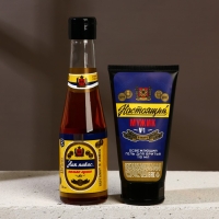 Новогодний подарочный набор косметики &laquo;Настоящий&raquo;, гель для душа во флаконе пиво 250 мл и гель для бритья 110 мл, Новый Год