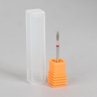 Фреза алмазная для маникюра &laquo;Пламя&raquo;, мелкая зернистость, 2,1 &times; 8 мм, в пластиковом футляре