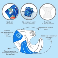 Многоразовый подгузник &laquo;Космос&raquo;, 3-15 кг, цвет синий, Крошка Я