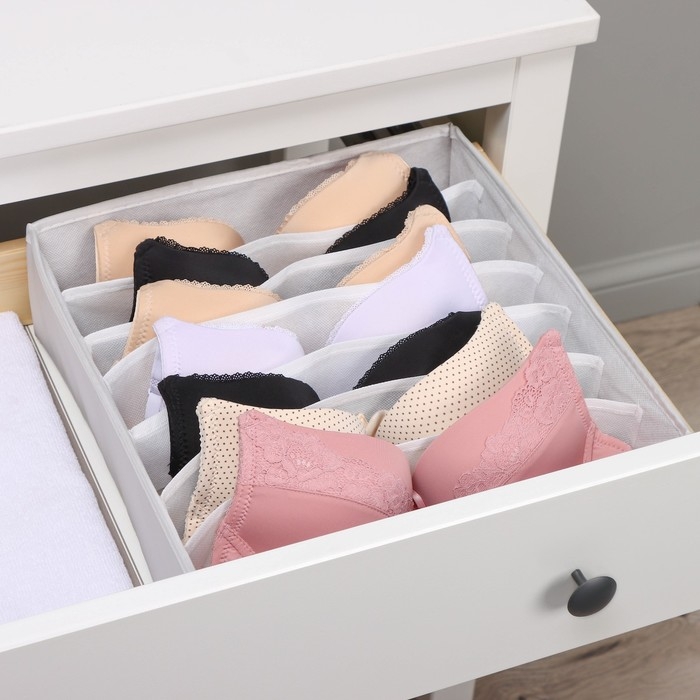 Органайзер для хранения белья LaDо́m, 7 ячеек, 34&times;30,5&times;10 см, цвет серый