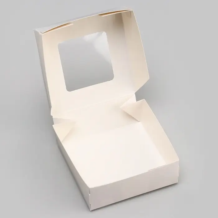 Коробка пищевая, с окном, белый, 11,5 х 11,5 х 4 см