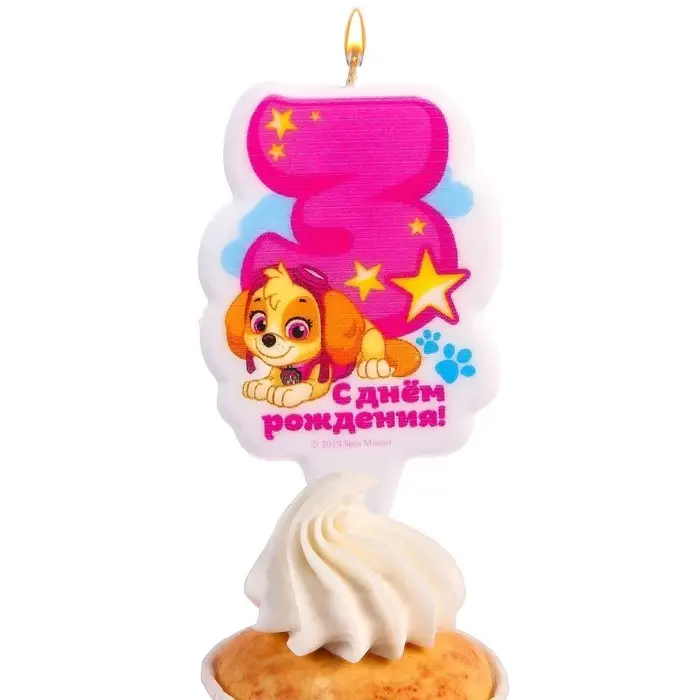 Свеча для торта "Цифра 3", Щенячий патруль