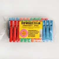 Прищепки бельевые &laquo;Пингвин&raquo;, 8 см, 24 шт, цвет МИКС