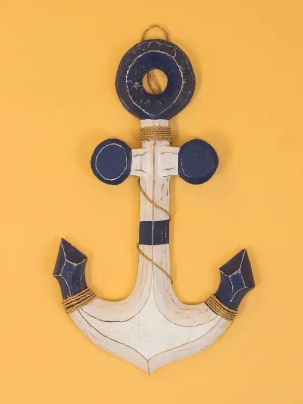 Декор интерьерный "Якорь" дерево 23х2х40 см, цв. бело-синий