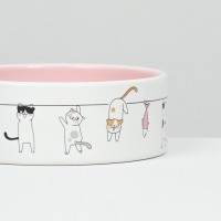 Миска керамическая "Весёлые котики"  300 мл  12,5 x 4,5 cм, бежево-белая