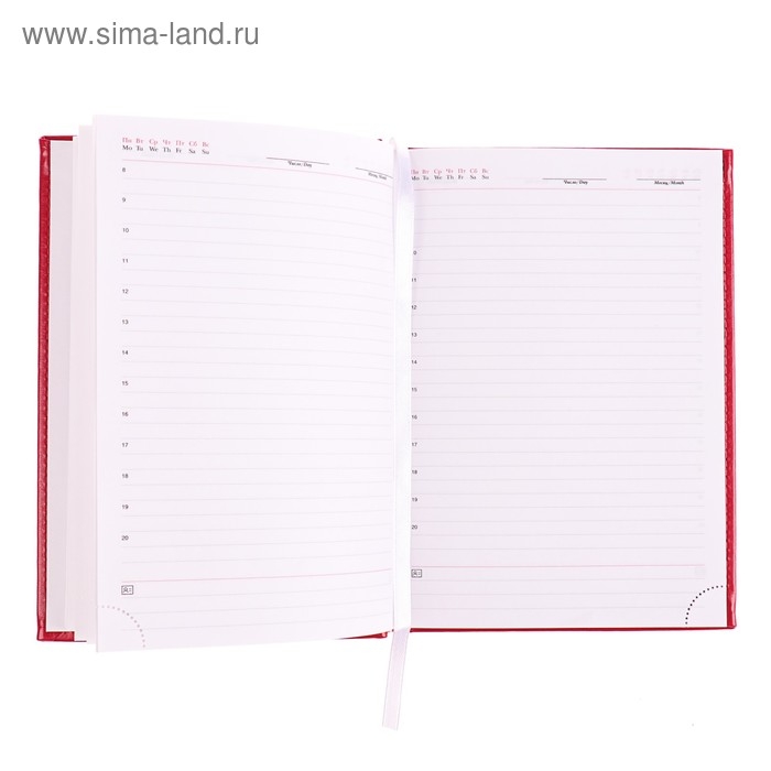 Ежедневник недатированный А5, 160 листов "Небраска", перфорация углов, красный