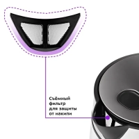 Электрический стеклянный чайник с подсветкой 1.7л KT-6118