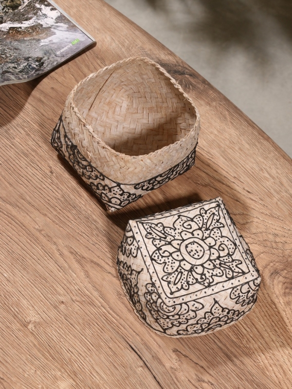 Корзинка плетеная "Бонтанг" бамбук 12х12х10 см, светлая