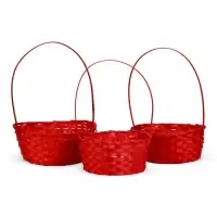 Набор корзин 3 шт 22х18x10 24х19x10 27х21x10 см ручка h=24/26/28 см Розовый