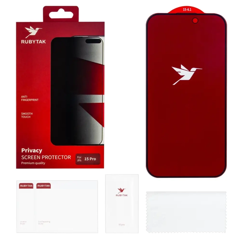 Защитное стекло RUBYTAK Privacy iPhone 15 Pro