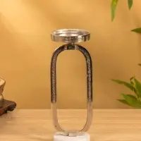 Подсвечник "Эллипс" 9х8,5х24,5 см, d 7,5 см, алюминий, мрамор